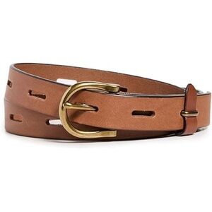 Madewell Tan Leather Belt with Gold Buckle
